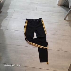 W104 Tinseltown Black Jeans with Yellow Stripes